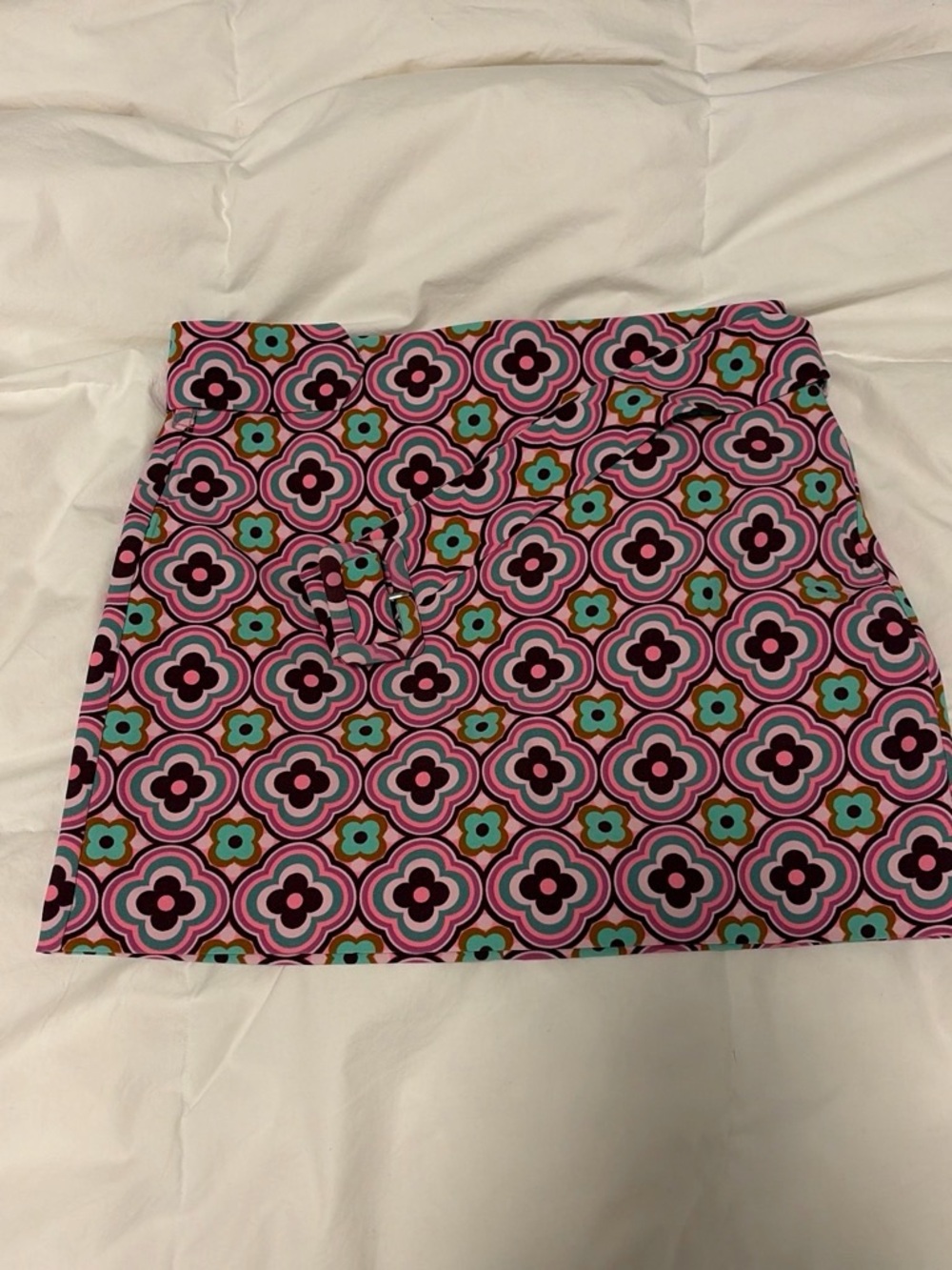 Zara Pink Multicolor Retro Print Mini Skirt